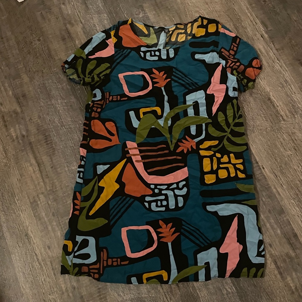 SHEIN Multicolor Abstract Print Dress